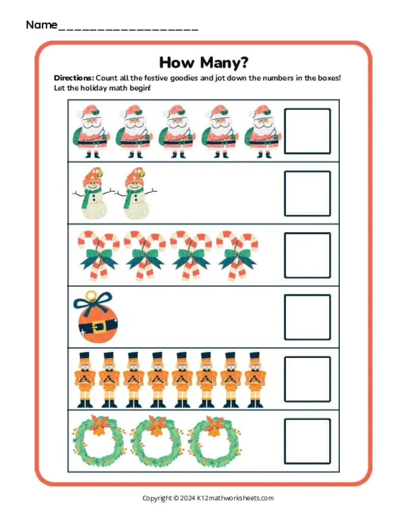 Christmas Math Worksheets - K12 Math Worksheets with Christmas Math Worksheets For Kindergarten