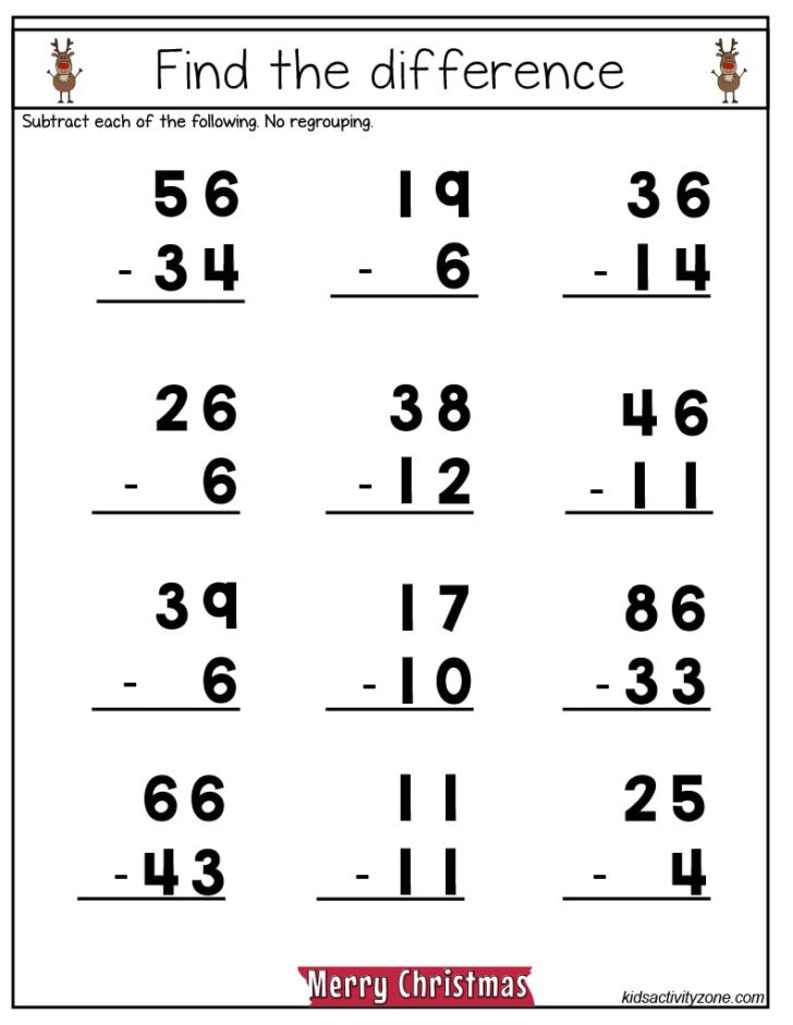 Christmas Math Addition Worksheets