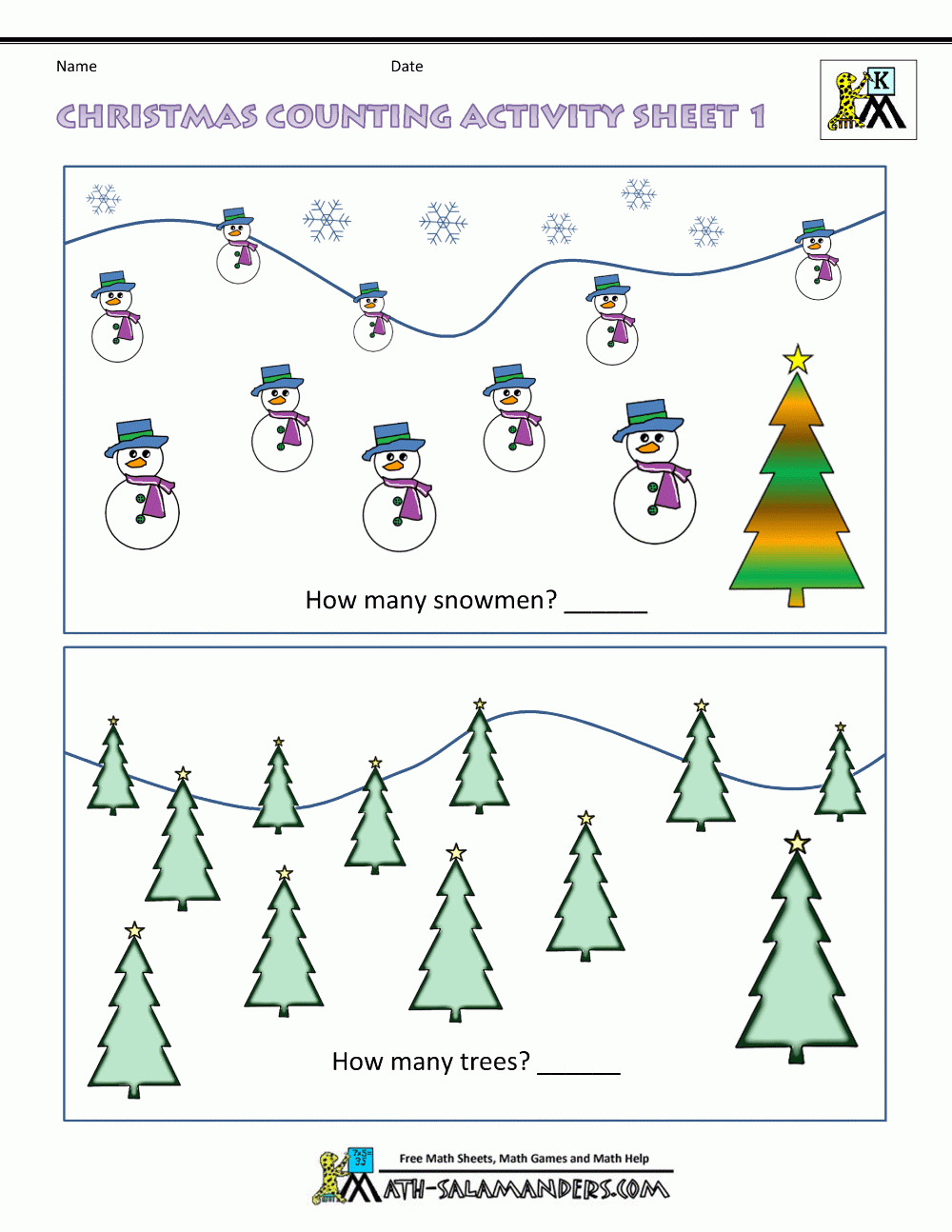 Christmas Maths Worksheets intended for Preschool Math Christmas Worksheets