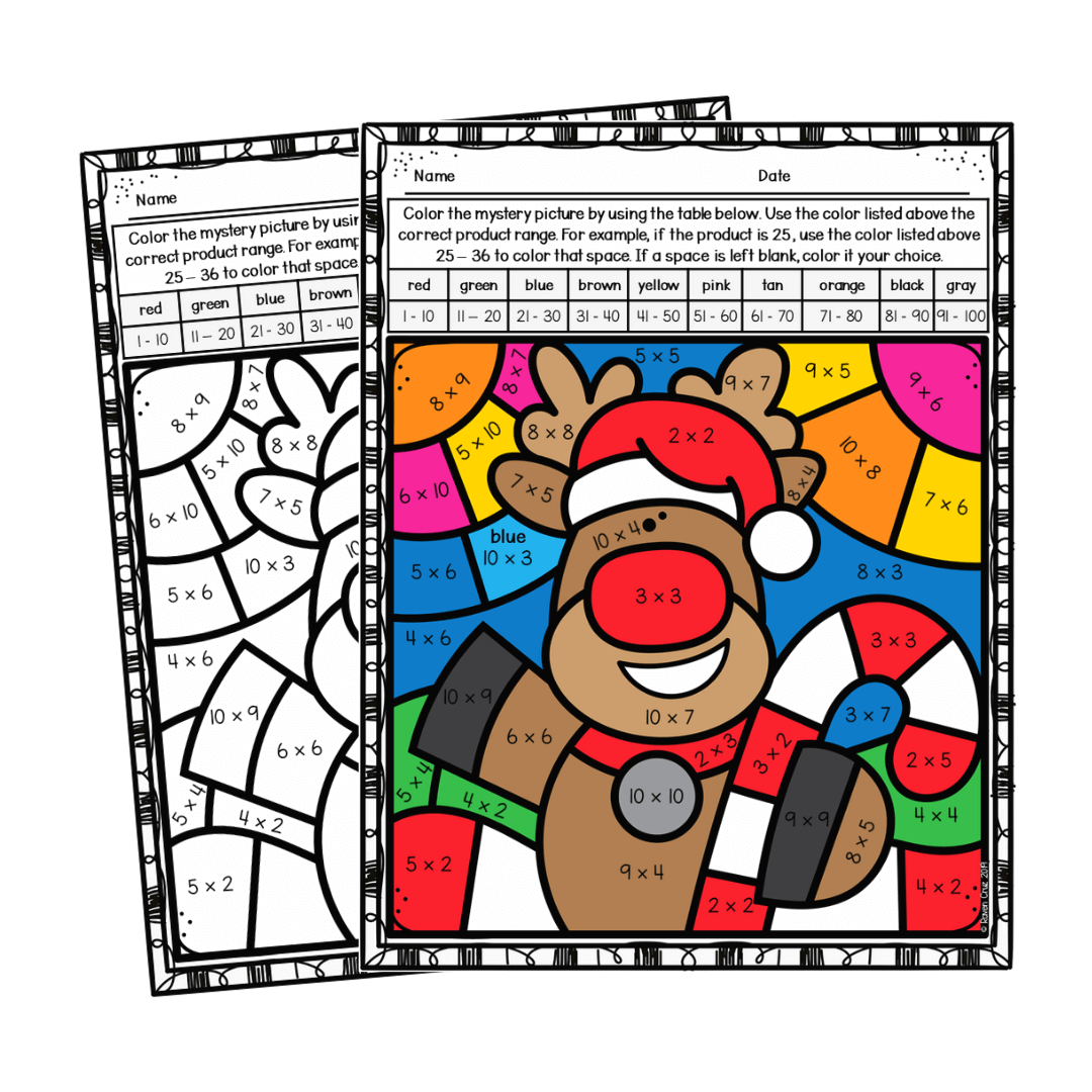 Christmas Multiplication Colornumber Worksheets - Raven Cruz with Multiplication Coloring Worksheets Christmas