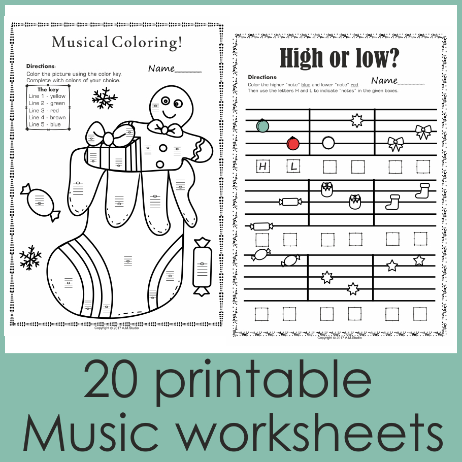 Christmas Music Worksheets {Lines-Spaces, High-Low} regarding Christmas Music Worksheets