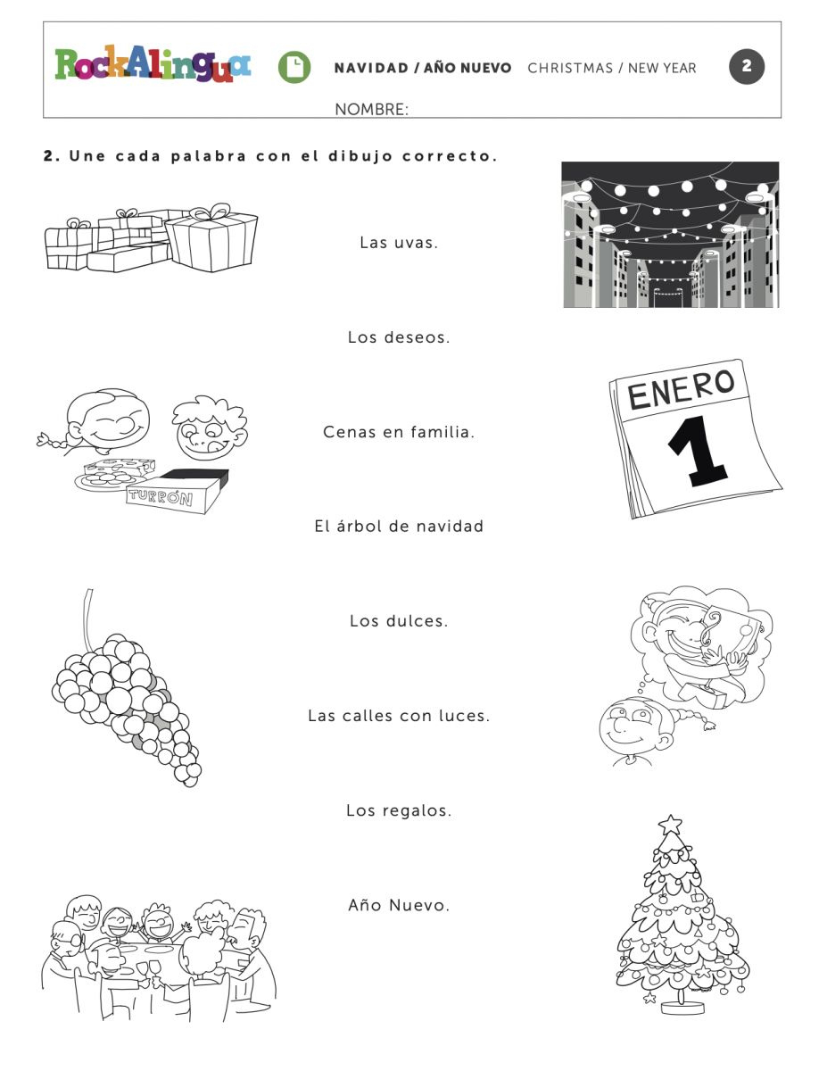 Christmas New Year Esl Worksheets For Kids pertaining to Christmas Worksheets In Spanish