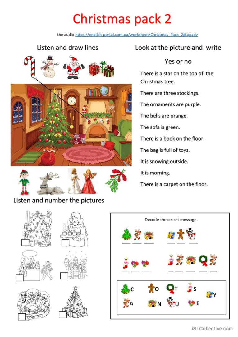 Christmas Pack: Esl Listening, Readi…: English Esl Worksheets Pdf within Esl Christmas Worksheets Adults