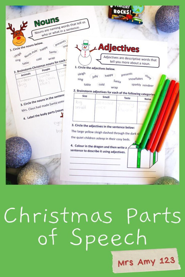 Christmas Parts of Speech Worksheets