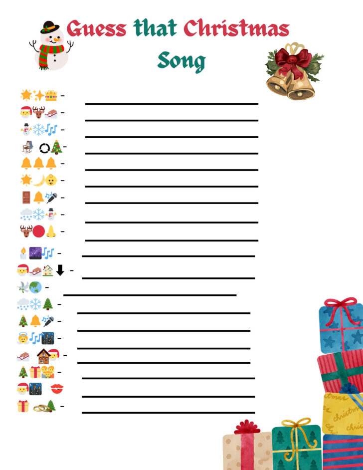 Guess the Christmas Song Worksheets Guess the Christmas Song Worksheets