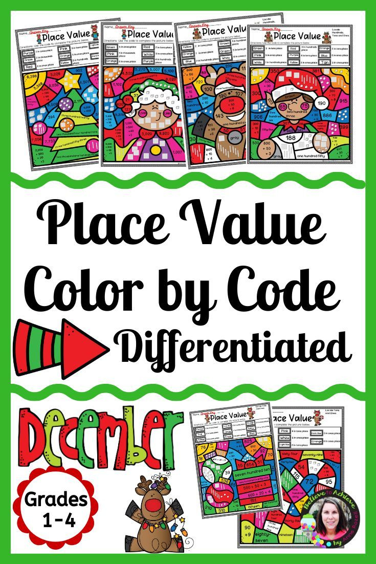Christmas Place Value Worksheets | Colorcode | Differentiated in Christmas Place Value Worksheets