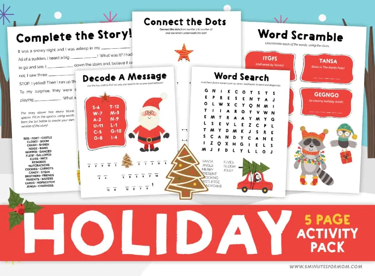 Christmas Printable Activities For Kids - 5 Minutes For Mom with regard to 12 Days of Christmas Statistics Worksheets