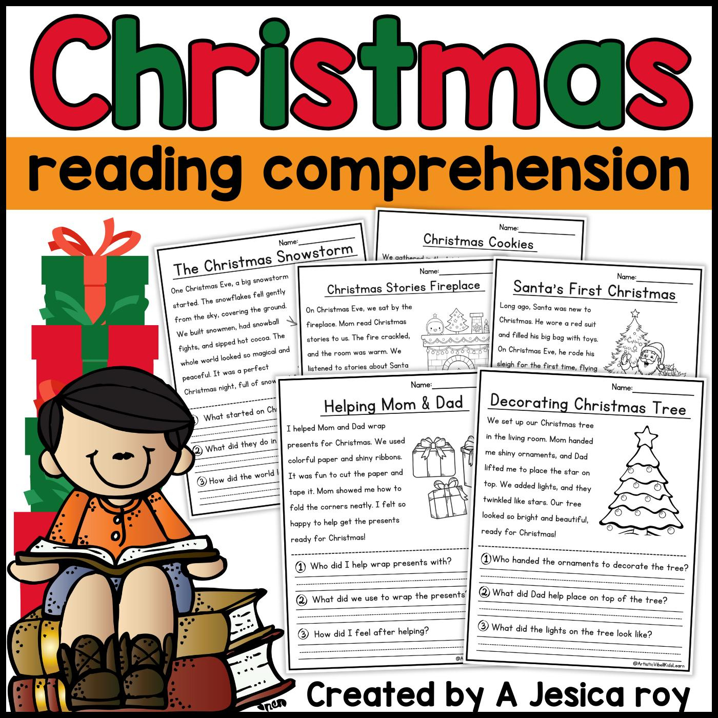 Christmas Reading Comprehension Fluency Passages And Questions regarding Christmas Reading Worksheets 1St Grade