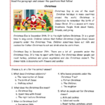 Christmas Reading Comprehension Worksheets Regarding Christmas Day Reading Comprehension Worksheets
