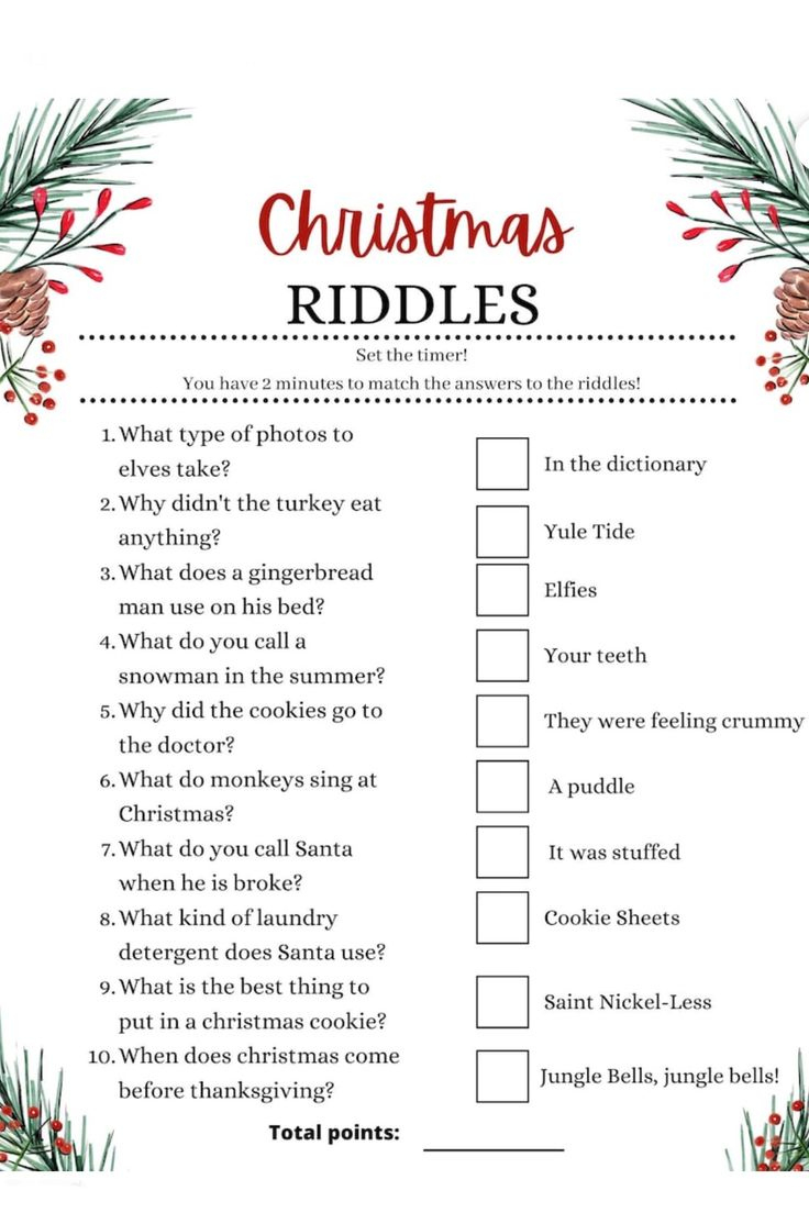 Christmas Riddle Game With Holly Branches And Pine Cones pertaining to Christmas Riddles Printable Worksheets