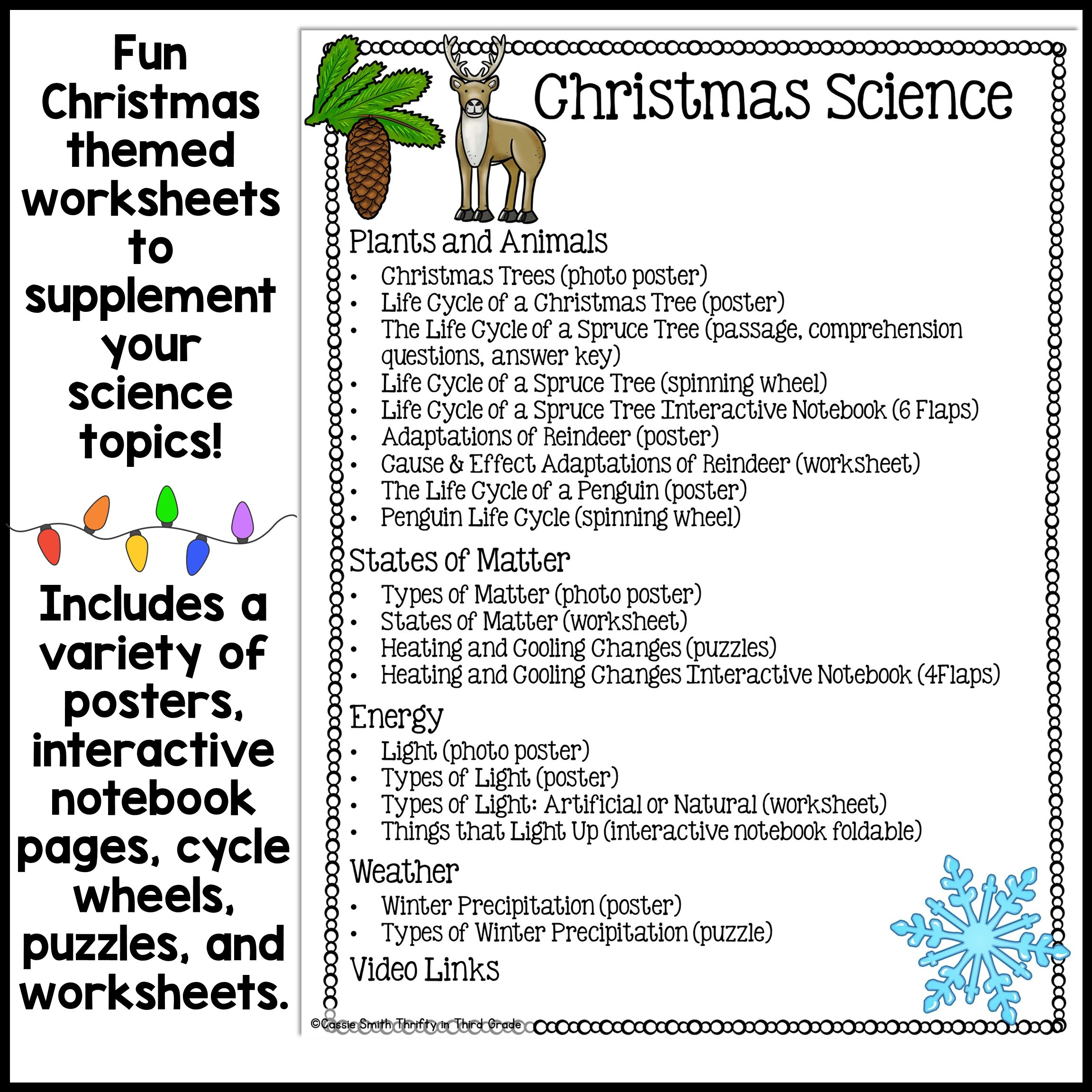 Christmas Science Worksheets No Prep Plants Animals Matter Winter inside The Science Of Christmas Question Worksheets