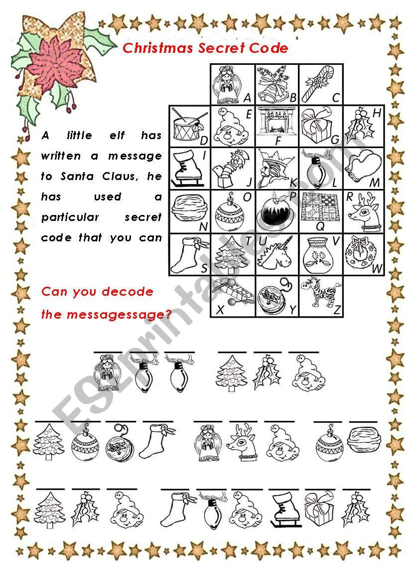 Christmas Secret Code - Esl Worksheetchiaretta pertaining to Christmas Secret Message Worksheets