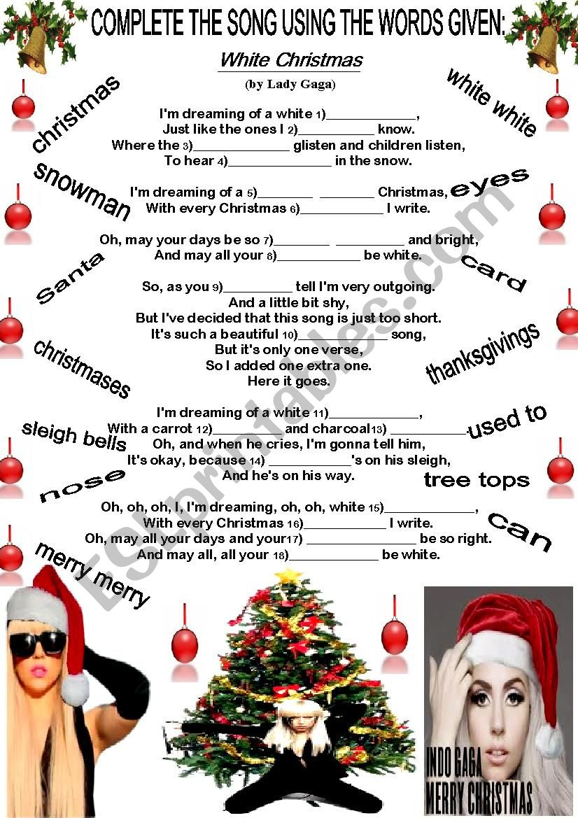 Christmas Song - Esl Worksheetbeauty And The Best regarding Christmas Song Picture Worksheets
