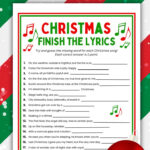 Christmas Song Game Finish The Lyrics Trivia Questions & Answers Within First Letter Of Christmas Carols Worksheets