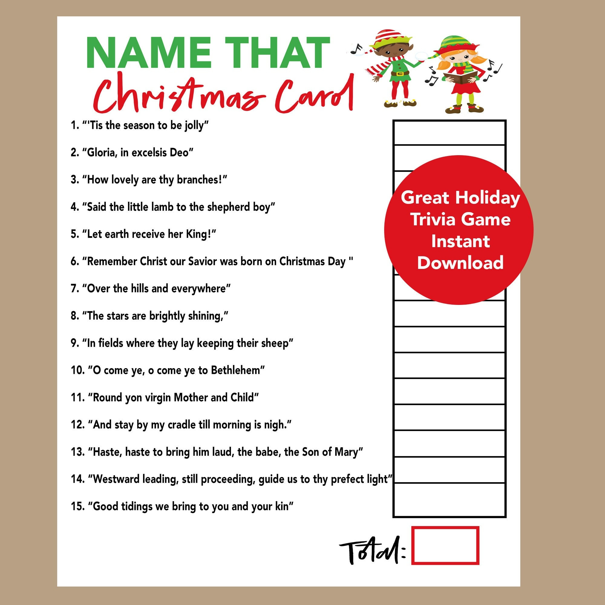 Christmas Song Trivia, Christmas Carol Trivia Game 2023, Christmas with Christmas Carol Trivia Worksheets