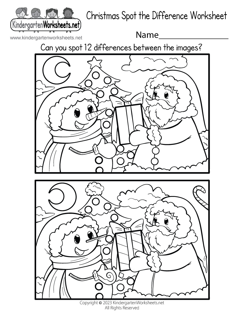 Christmas Spot The Difference Worksheet - Free Printable, Digital with regard to Christmas Worksheets Kindergarten Free