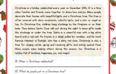 Christmas Story Reading Comprehension English Worksheet For Class intended for The Christmas Story Worksheets