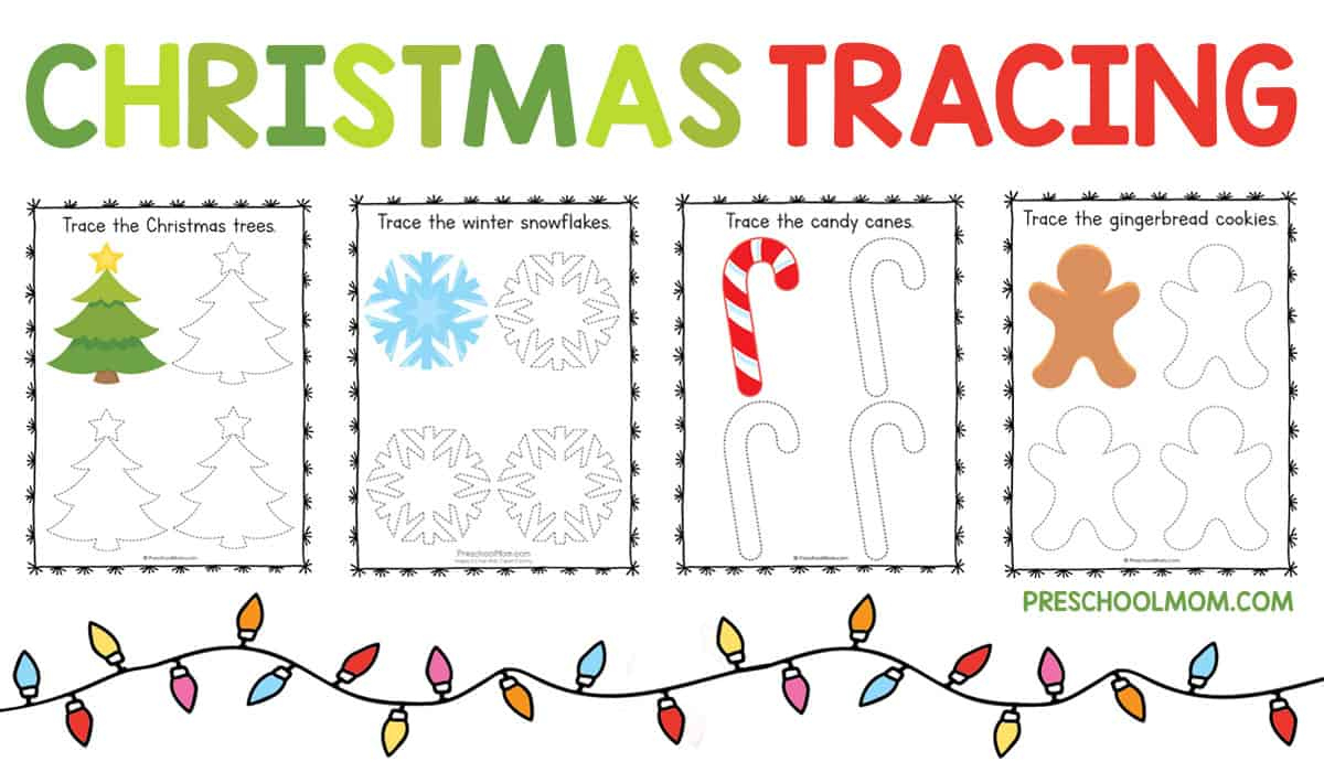Christmas Symbols Tracing Worksheets - Preschool Mom pertaining to Christmas Pattern Worksheets Preschoolers