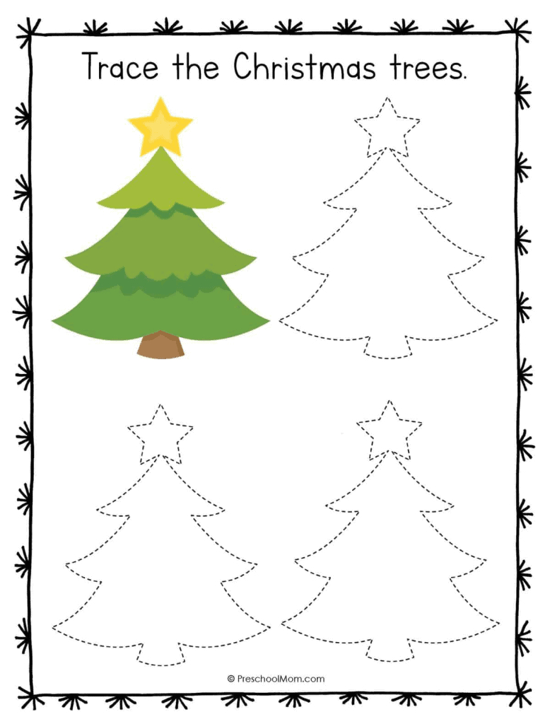 Christmas Symbols Tracing Worksheets - Preschool Mom with Christmas Tree Tracing Worksheets