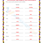 Christmas Synonyms And Antonyms Worksheet Throughout Christmas Synonyms And Antonyms Worksheets