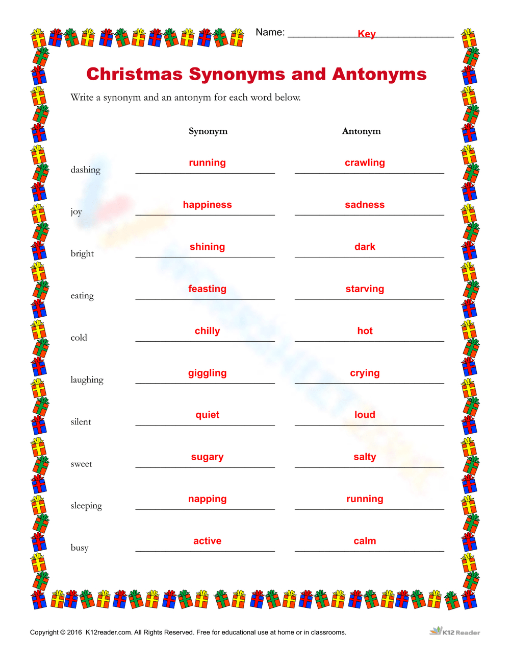 Christmas Synonyms And Antonyms Worksheet throughout Christmas Synonyms and Antonyms Worksheets