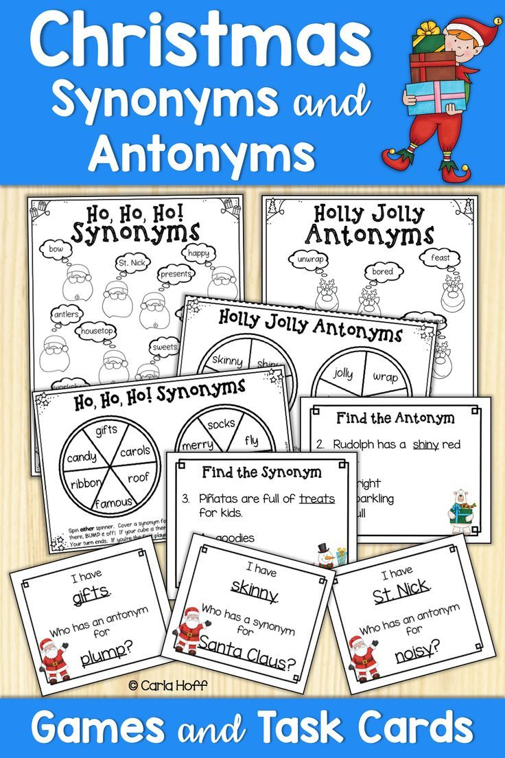 Christmas Synonyms &amp;amp; Antonyms Games Grades 3 &amp;amp; 4 - Partners in Christmas Synonyms and Antonyms Worksheets