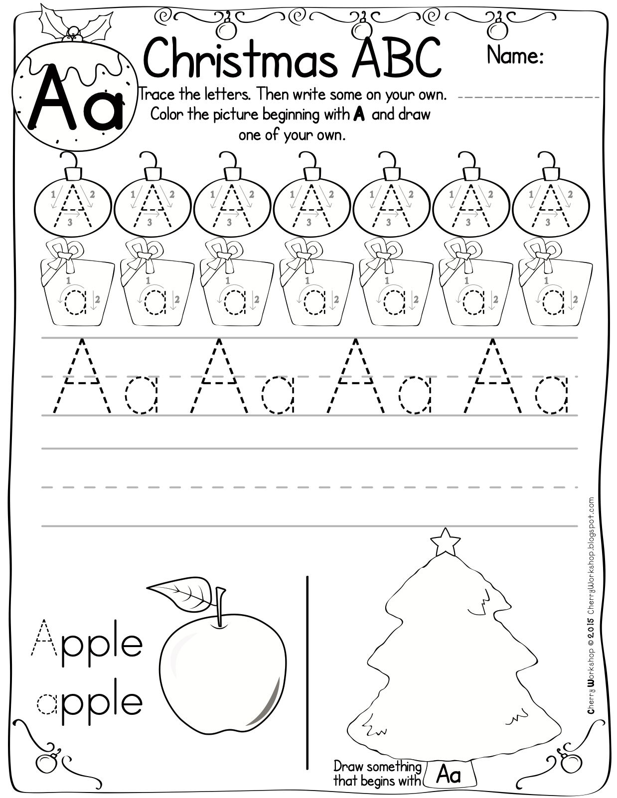 Christmas Themed Abc Pracitce Worksheets intended for Christmas Abc Worksheets For Kindergarten