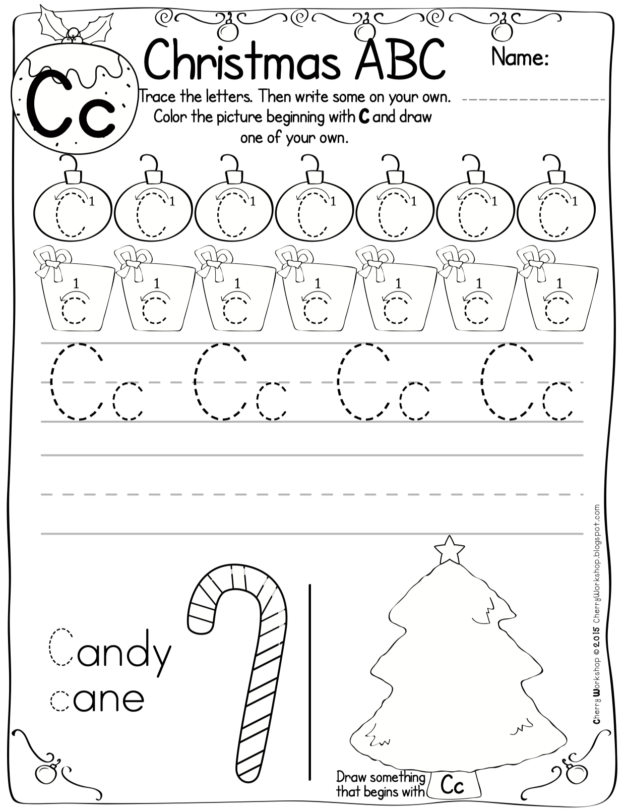 Christmas Themed Abc Pracitce Worksheets within Christmas Abc Worksheets Kindergarten