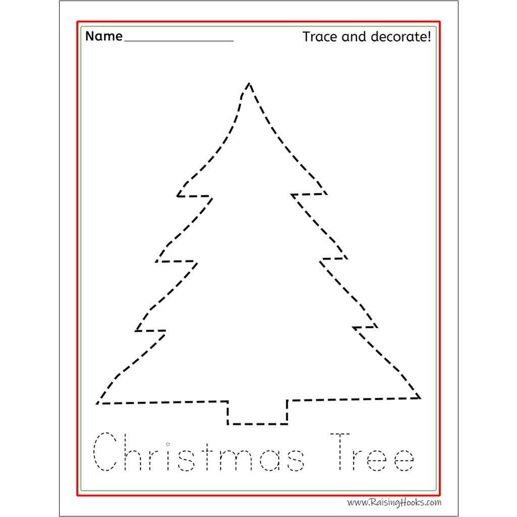 Christmas Tracing Worksheets - Raising Hooks intended for Christmas Tree Tracing Worksheets