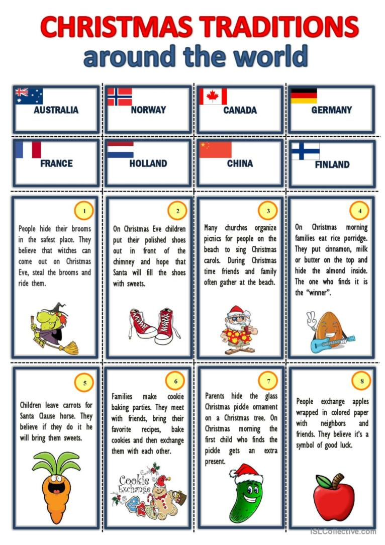 Christmas Traditions Around The Worl…: English Esl Worksheets Pdf in Christmas Around the World Worksheets