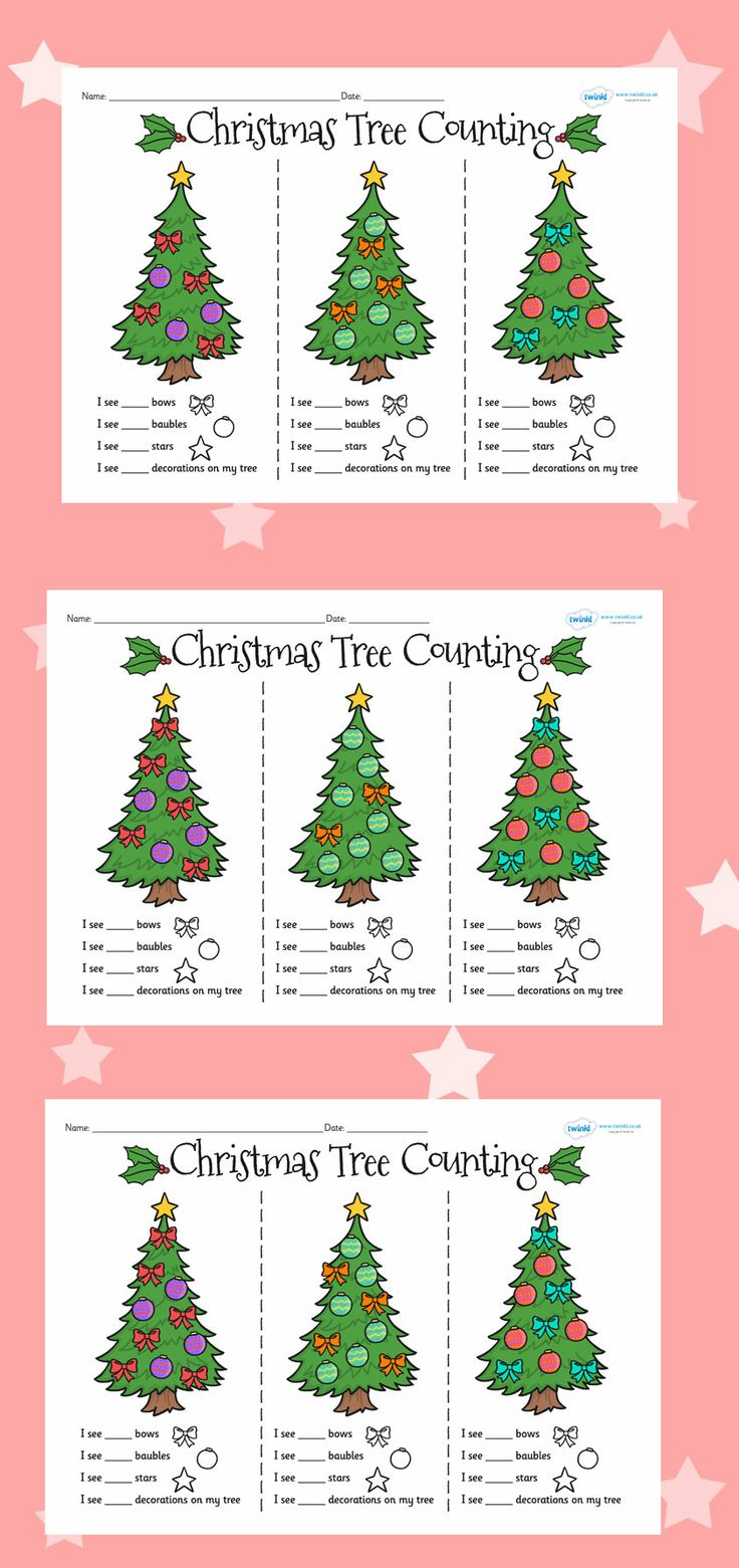 Christmas Tree Counting Worksheets in Christmas Tree Counting Worksheets
