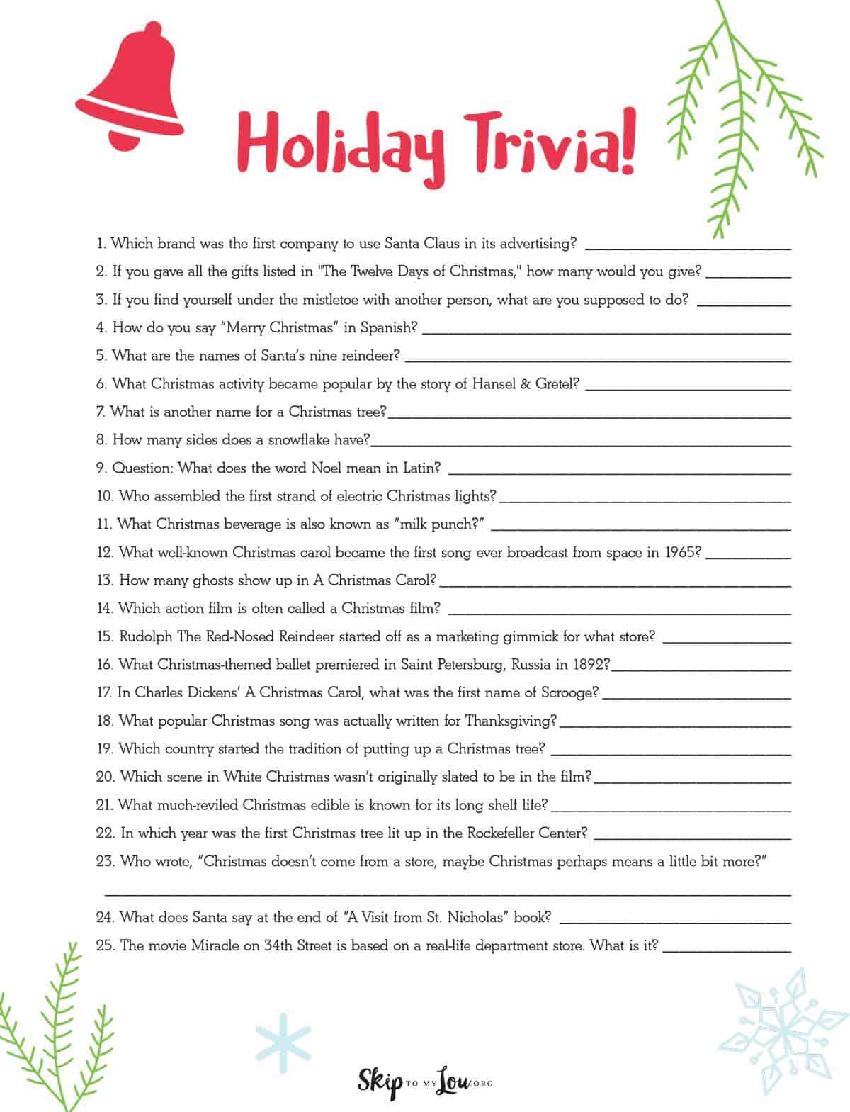 Christmas Trivia | Skip To My Lou with regard to Christmas Trivia Worksheets