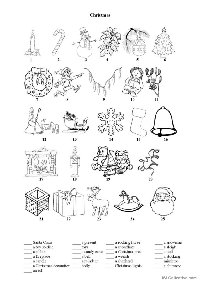 Christmas Vocabulary: English Esl Worksheets Pdf &amp;amp; Doc inside Esl Christmas Vocabulary Worksheets