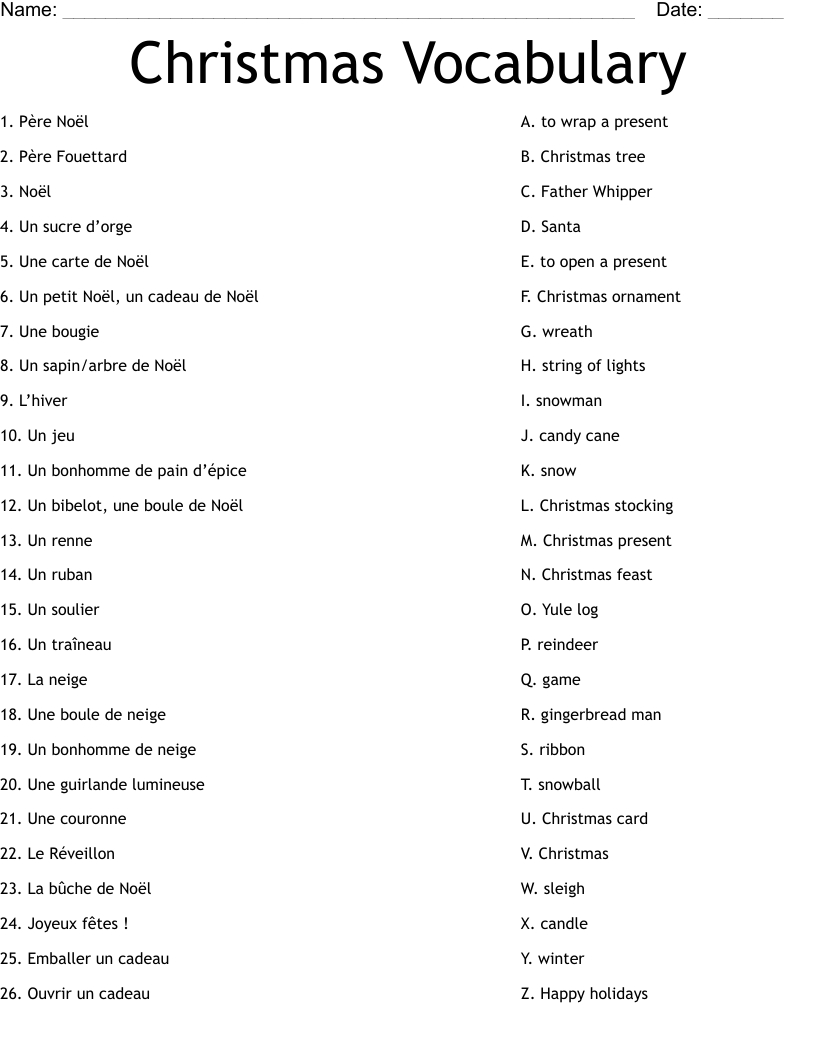 Christmas Vocabulary Worksheet - Wordmint with regard to Printable Christmas Vocabulary Worksheets