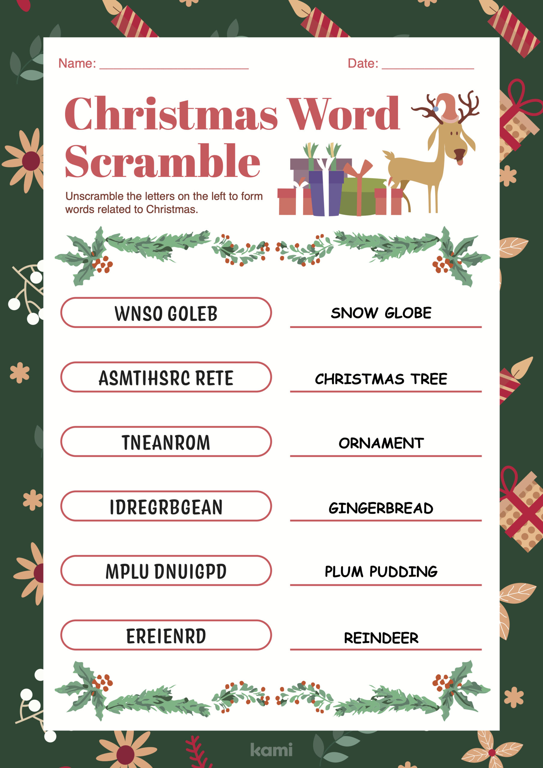 Christmas Word Scramble | Answer Key For Teachers | Perfect For throughout Christmas Word Scramble Worksheets Answers