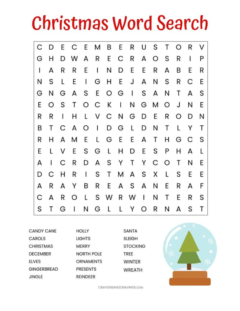 Christmas Word Search Printable (For Kids Or Adults) in Christmas Picture Search Worksheets
