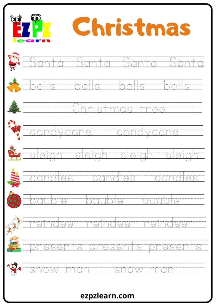 Free Printable Christmas Tracing Worksheets