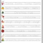 Christmas Word Tracing Worksheet   Ezpzlearn With Regard To Christmas Line Tracing Worksheets