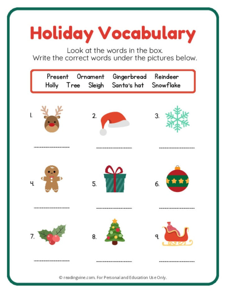 Christmas Worksheets 2nd Grade
