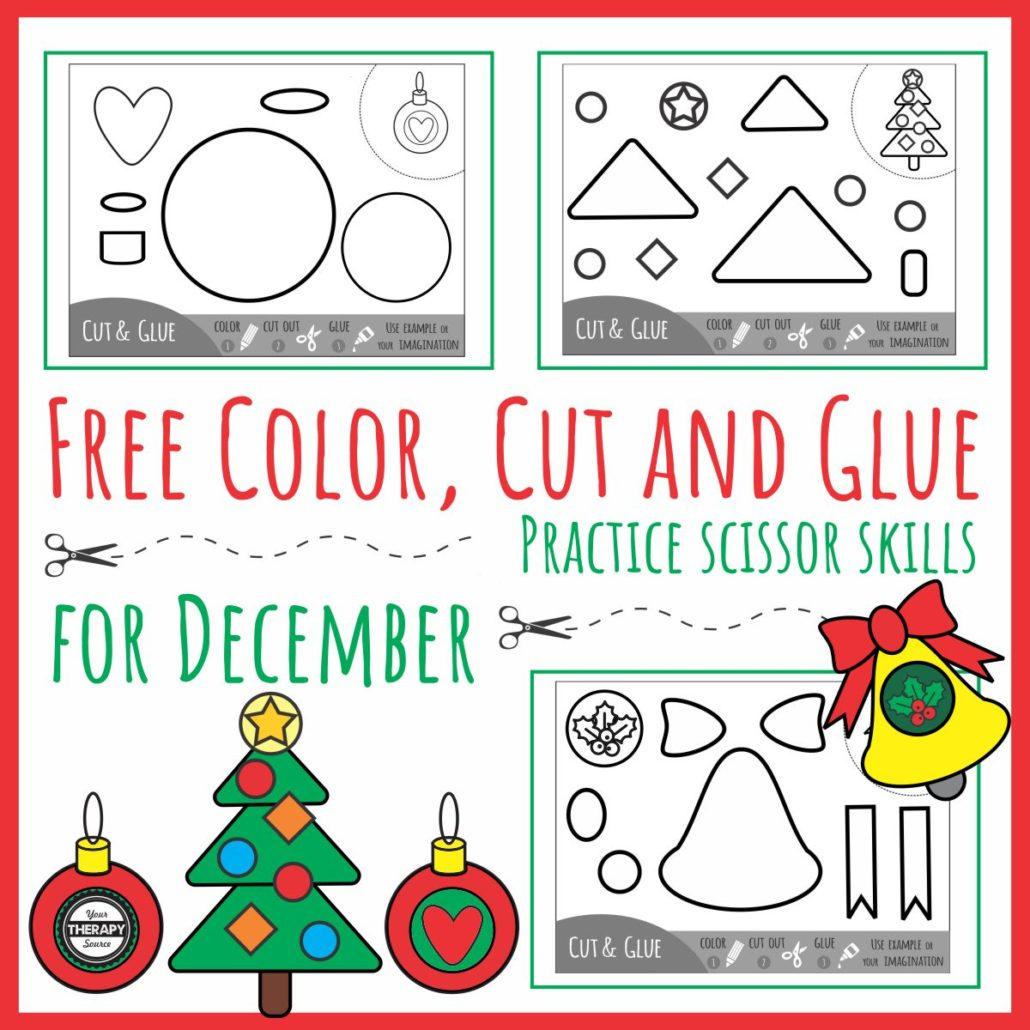 Color Cut Glue For December - Scissor Skills Practice - Your regarding Christmas Color Cut Paste Worksheets
