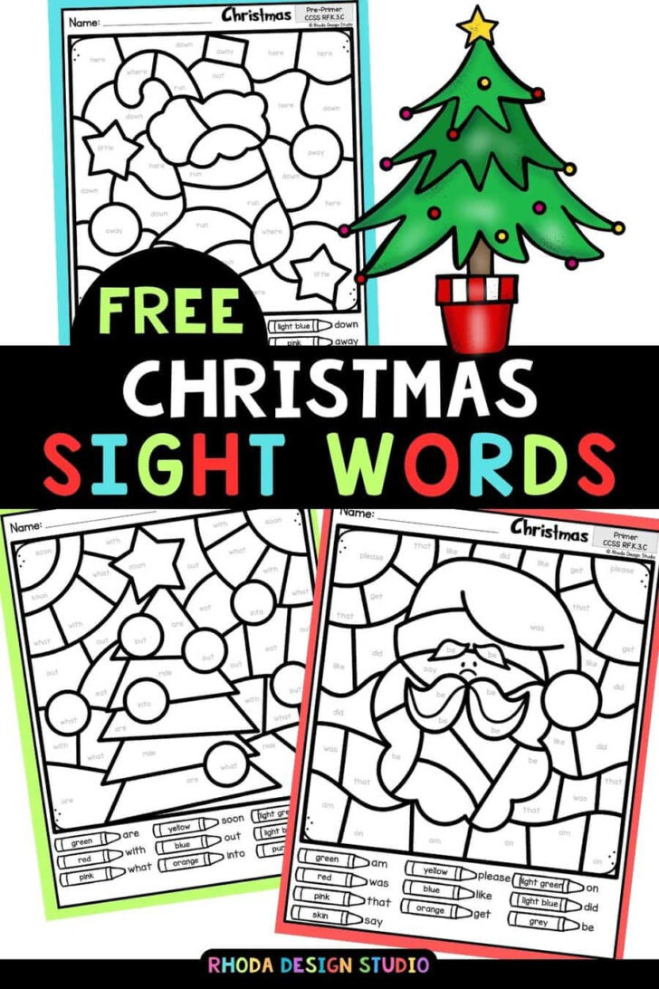 Christmas Color by Word Worksheets Christmas Color by Word Worksheets