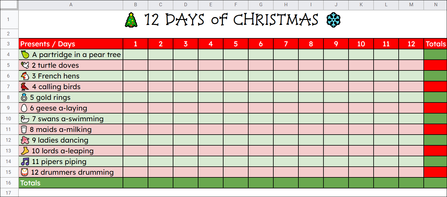 Control Alt Achieve: 12 Days Of Christmas - Guided Math Activity within 12 Days of Christmas Statistics Worksheets