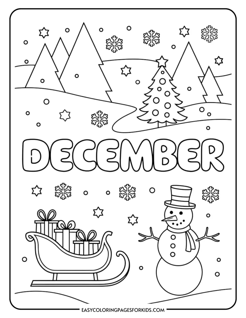 December Coloring Pages For Kids (7 Free Printable Pages) - Easy with Christmas Coloring Worksheets