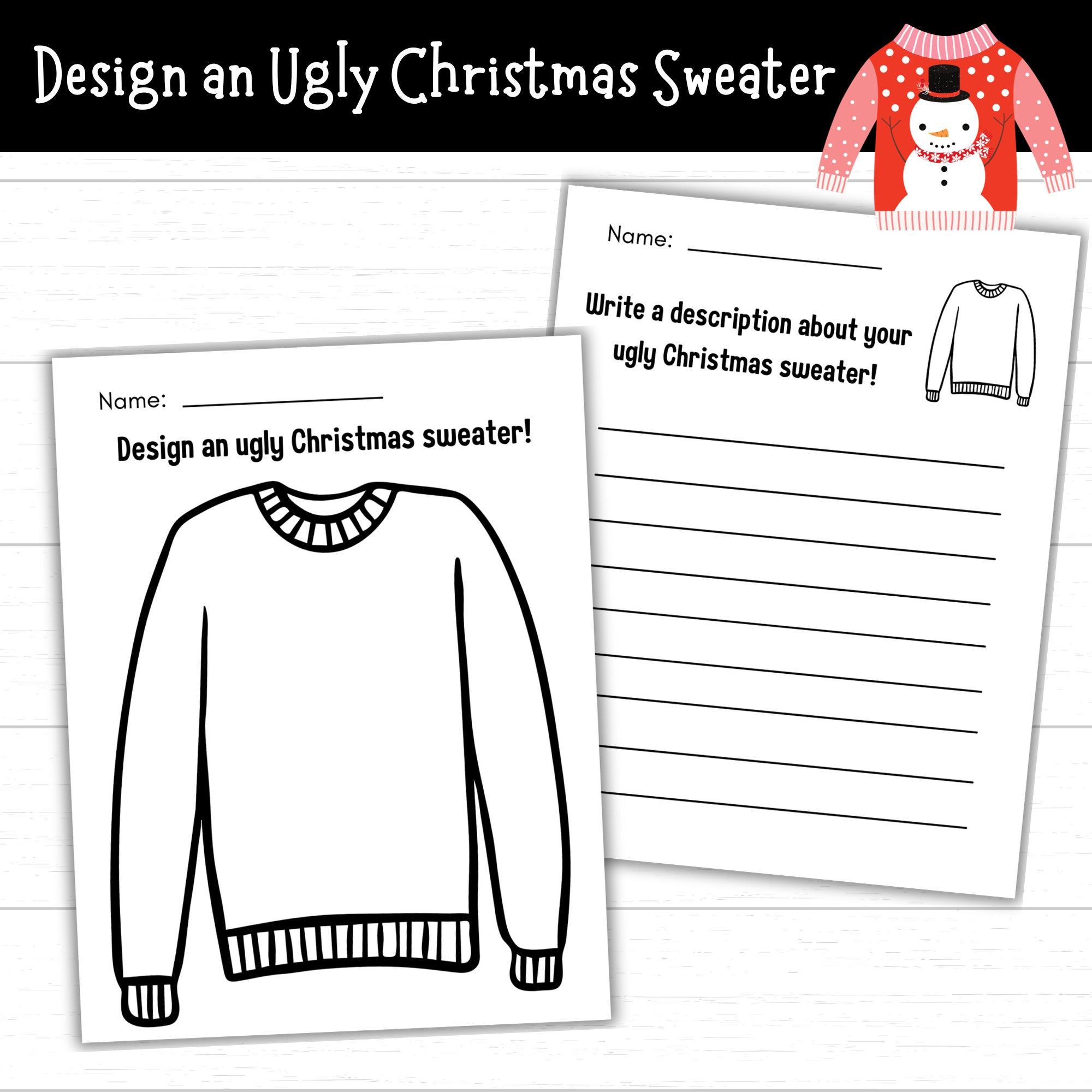 Design An Ugly Christmas Sweater Printable, Ugly Christmas Sweater inside Design An Ugly Christmas Sweater Worksheets
