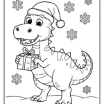 Dinosaur Christmas Coloring Pages (8 Free Printables)   Cute With Free Printable Christmas Coloring Worksheets