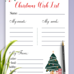 Download Printable White Christmas Wish List Template Pdf Within Christmas Wish List Worksheets