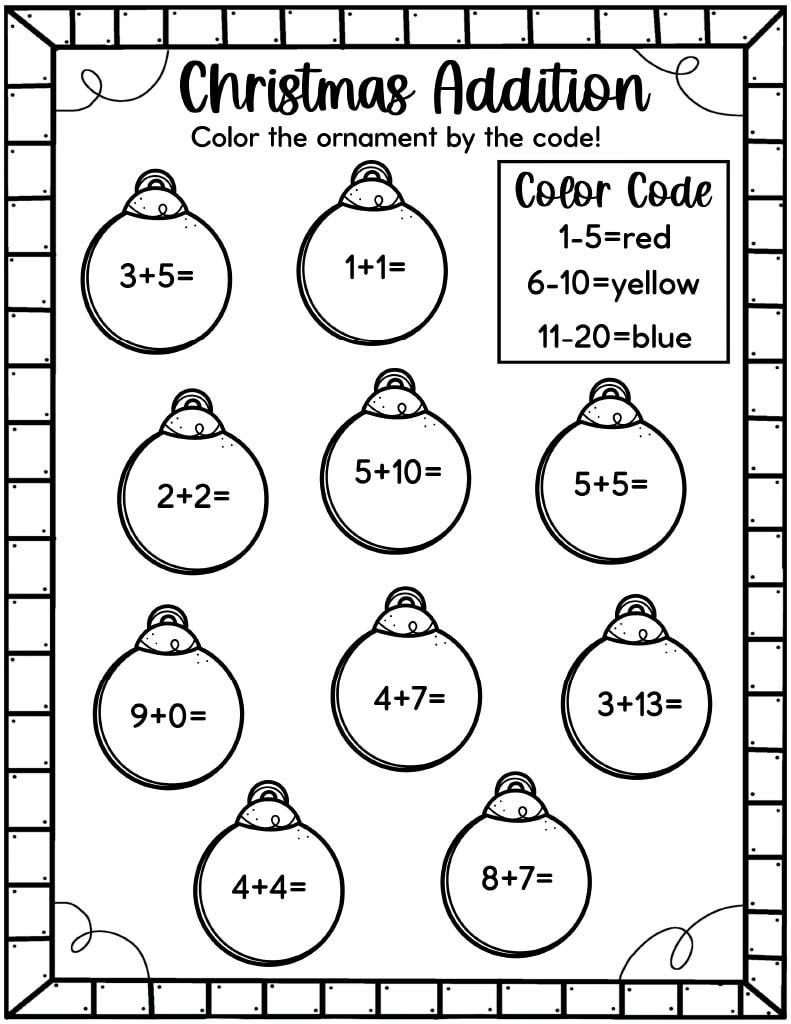 Easy Christmas Math Worksheets - Free! - Kids Activity Zone throughout 1st Grade Christmas Math Worksheets Free