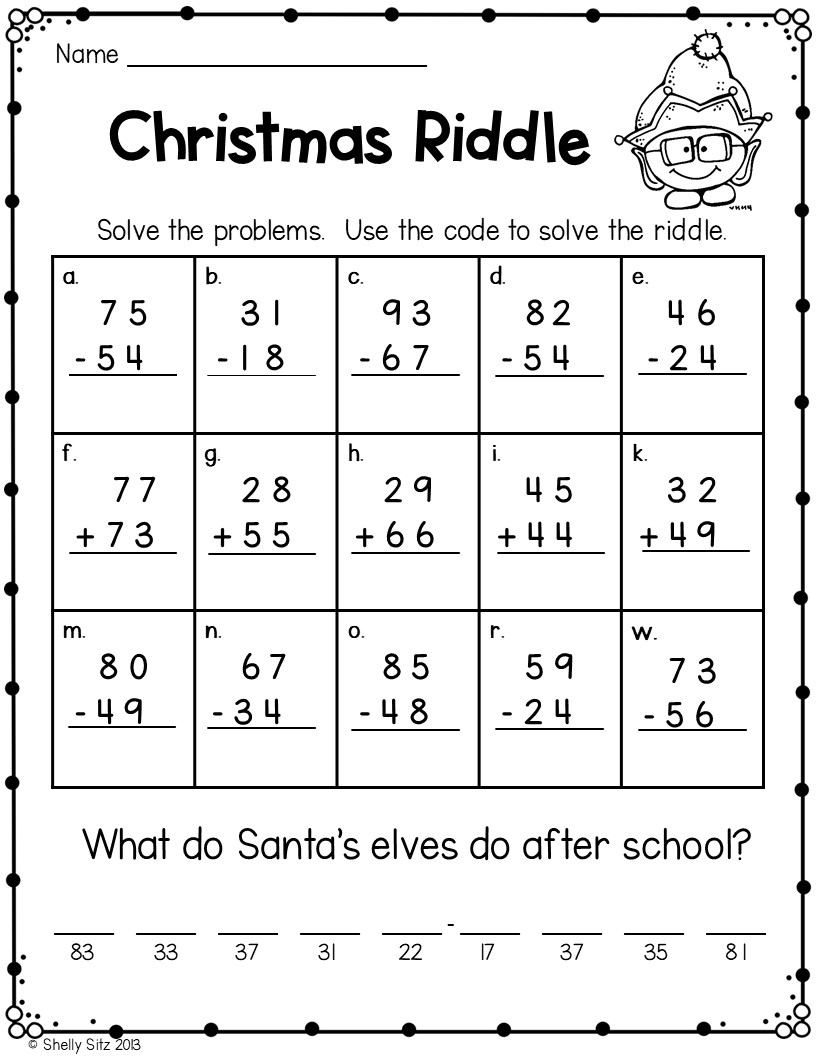 Elf Activities And A Christmas Math Freebie - Smiling And Shining within Free Christmas Addition And Subtraction Worksheets