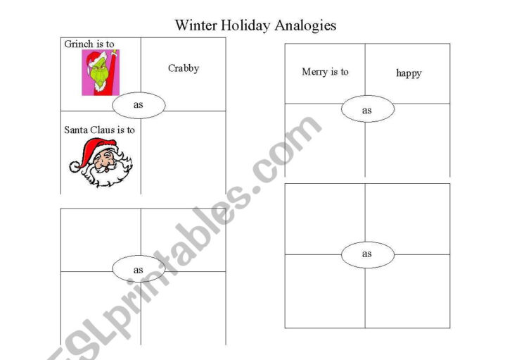 Christmas Analogies Worksheets Answers