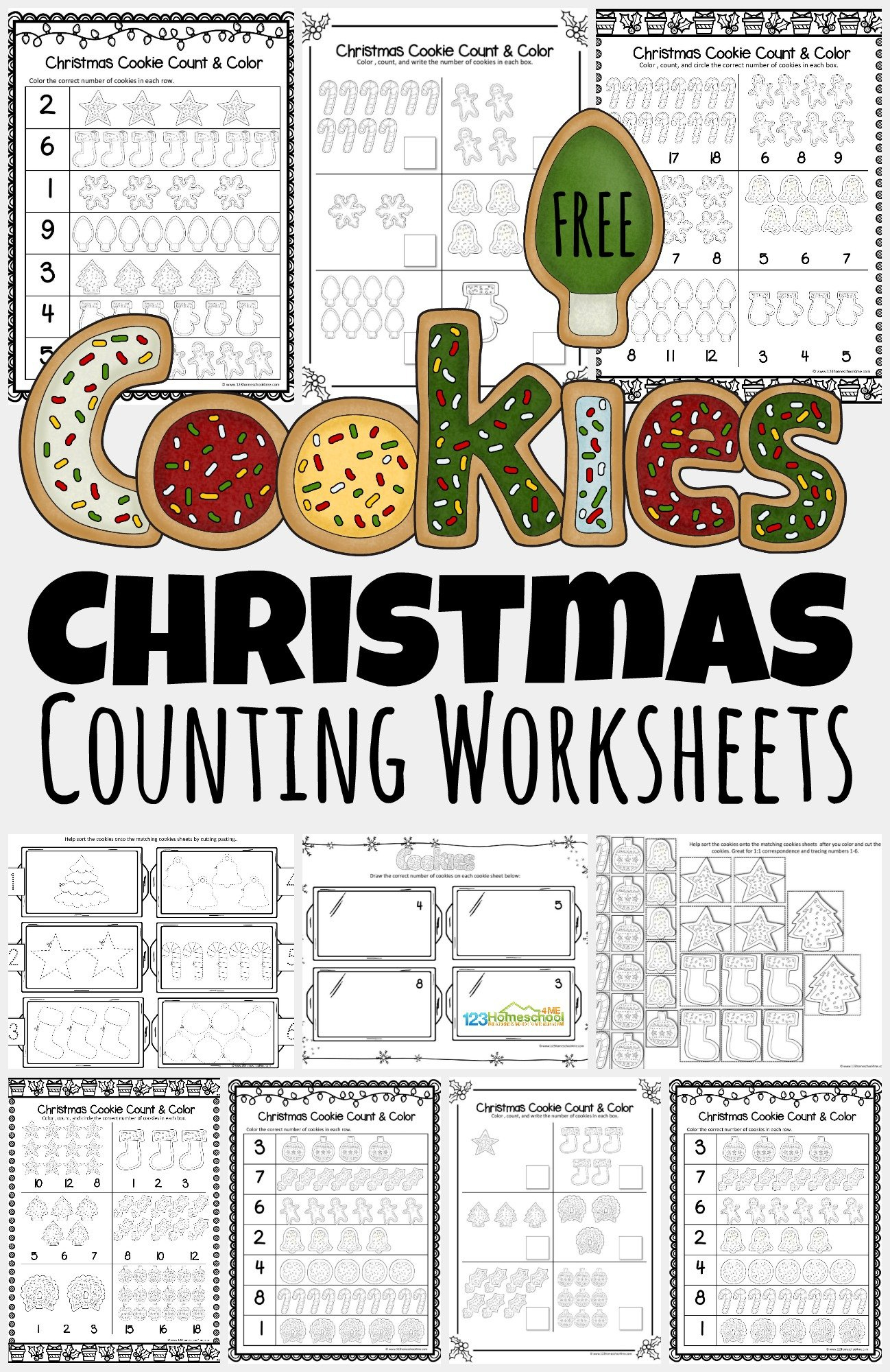 🎄 Free Christmas Cookies Counting Worksheets in Free Christmas Counting Worksheets